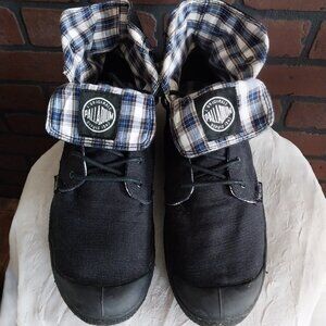 Palladium Cavas Light Weight Booties with Unique Plaid Liner - US 10 Women'